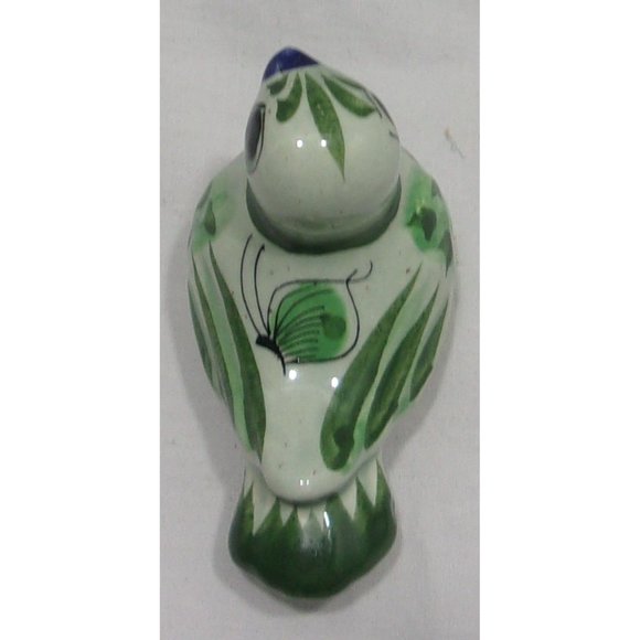 VTG Tanola Light & Dark Green Hand Painted Bird Signed "CAT" Mexico 2 3/4" - Picture 5 of 8